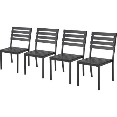 Global Industrial™ Stackable Outdoor Dining Armless Chair, Noir, 4 Pack