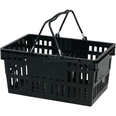Panier de magasinage en plastique VersaCart®, 26 l, avec poignée en plastique noir - Qté par paquet : 12