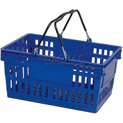 VersaCart® bleu en plastique panier 26 litres avec du plastique noir poignées poignée du fil - Qté par paquet : 12