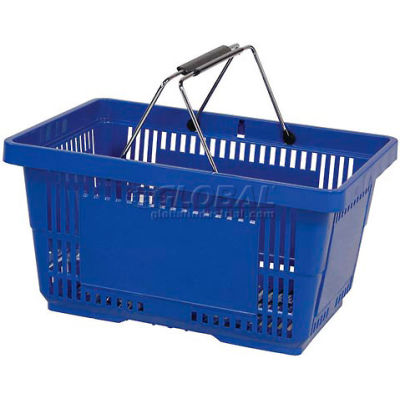 VersaCart® bleu en plastique panier 28 litres avec du plastique noir poignées poignée du fil - Qté par paquet : 12