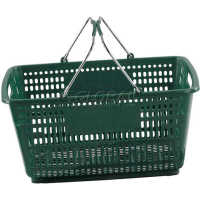 VersaCart® vert panier à provisions en plastique 30 litres avec du plastique noir poignées poignée du fil - Qté par paquet : 20