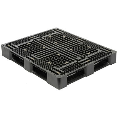 Palette empilable en plastique PEHD noir, 48 x 40, capacité de levage de 4000 lb