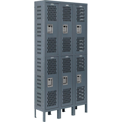 Global Industrial Infinity® 2-Tier 6 Door Ventilated Locker, 12"Wx18"Dx36"H, Assembled