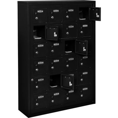 Global Industrial™ 6-Tier 24 Door Locker, 32-1/8"W x 10-1/8"D x 46-11/16"H, Black, Assembled