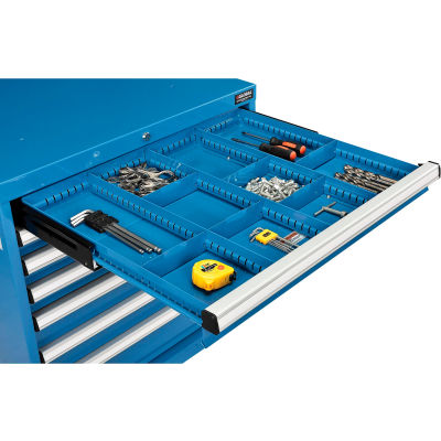 Global Industrial™ Divider Kit for 3"H Drawer of Modular Drawer Cabinet 30"Wx27"D, Bleu