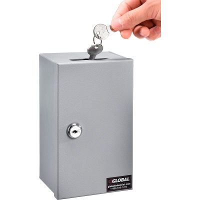 Global Industrial™ Drop-In Key Control Box, 4-3/8"W x 3-1/4"D x 7-1/4"H, Keyed Alike, Gray