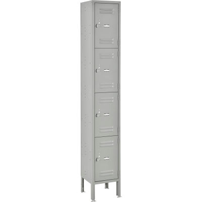 Global Industrial™ 4-Tier 4 Door Box Locker, 12"W x 15"D x 18"H, Gray, Unassembled