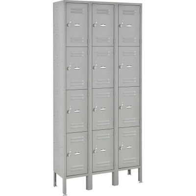 Global Industrial™ Capital® 4-Tier 12 Door Box Locker, 36 » L x 18"P x 78"H, gris, assemblé