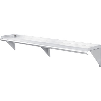 Global Industrial Wall Mount Shelf with 1-1/2" Lip 18 Gauge 430 Stainless Steel 72"W x 12"D