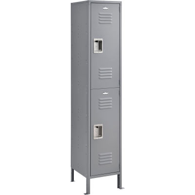 Global Industrial™ Infinity® 2-Tier 2 Door Locker, 15 » L x 18"P x 78"H, gris, assemblé