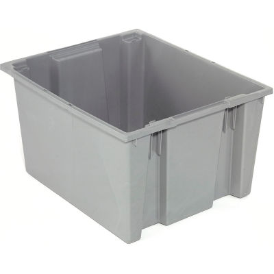 Akro-Mils Nest & Stack Tote 35230 - 23-1/2"L x 19-1/2"W x 13"H, Gray - Pkg Qty 3