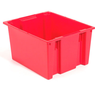 Global Industrial™ Stack and Nest Storage Container SNT225 No Lid 23-1/2 x 19-1/2 x 10, Red - Pkg Qty 3