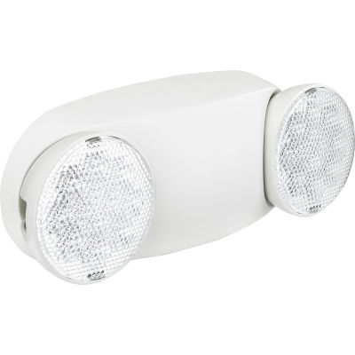Global Industrial 2 Head Round LED Emergency Light w/ Adjustable Optics, Ni-Cad Battery Backup