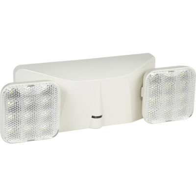 Global Industrial 2 Head Square LED Emergency Unit w/ Adjustable Optics, Ni-Cad Battery Backup