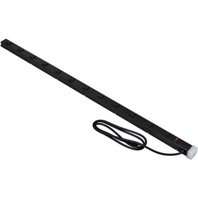 Global Industrial Power Strip, 12 Outlets, 15A, 48"L, 9' Cord