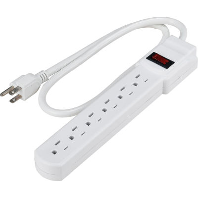 Global Industrial™ Power Strip, 6 Points de vente, 15A, 12"L, 2-1/2' Cord