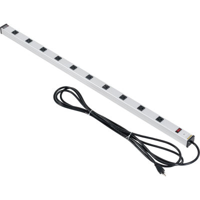 Global™ 48-in. 10 outlet Aluminum Power Strip with 15-ft Cord ETL/cETL