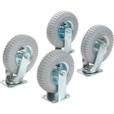 Global Industrial™ 8" x 2.80" Full Pneumatic Caster Kit 2 Swivel, 2 Rigid