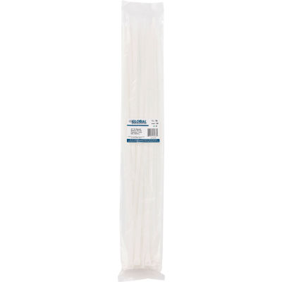 Global Industrial™ 24 » Cable Zip Ties, Natural w/UV, 175 lb, 100 pack