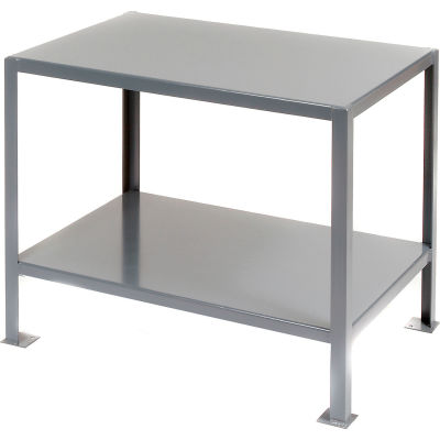 Jamco Stationary Machine Table W/ 2 Shelves, Steel Square Edge, 36"W x 24"D, Gray