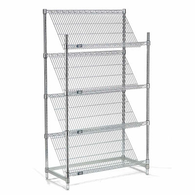 Nexel® Chrome, 4 Tier, Slant Wire Shelving, Starter Unit, 36"W x 18"D x 63"H