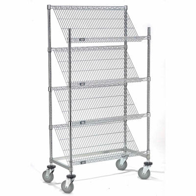 Slant Wire Shelving Truck - 4 Shelves - 36"W x 24"D x 69"H