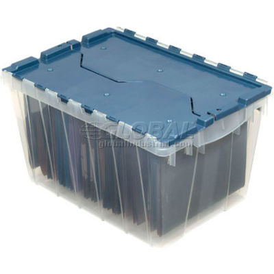 Akro-Mils® Conteneur couvercle attaché transparent 66486FILEB w/Rails de fichiers - 21-1/2" L x 15" W x 12-1/2 "H - Qté par paquet : 6