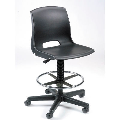 Entreion® Tabouret en plastique - Réglable en hauteur - Noir