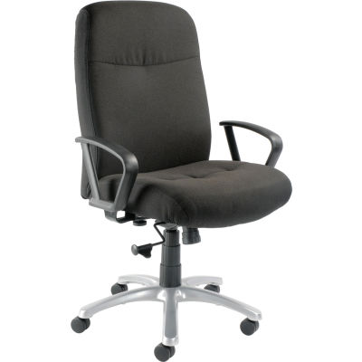 Interion® grande et grande chaise avec le dos élevé et les bras fixes, tissu, noir