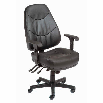 Chaise de bureau interion® avec le dos élevé et les bras réglables, cuir, noir