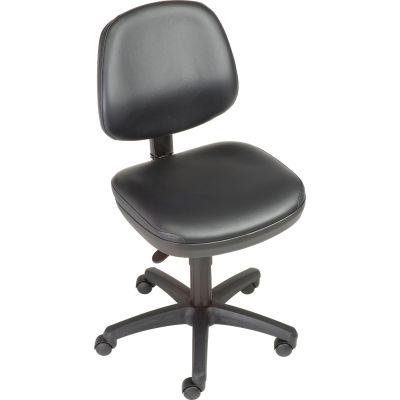 Chaise de bureau ® antimicrobienne d’Interion avec le dos moyen, vinyle, noir