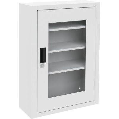 Durham Mfg® Cabinet de médecine avec porte en plexiglas, 18"W x 8"D x 27"H, Blanc