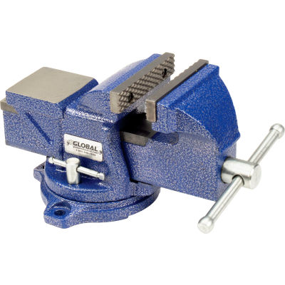 Global Industrial 4" Jaw Width 2-1/4" Throat Depth General Purpose Bench Vise W/ Swivel Base