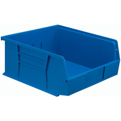 Global Industrial Plastic Stack & Hang Bin, 11"W x 10-7/8"D x 5"H, Blue - Pkg Qty 6