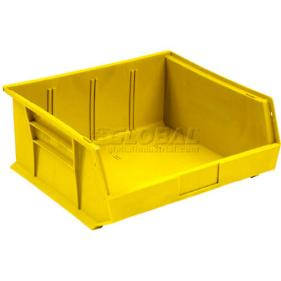 Bac en plastique industriel™ Global Stack & Hang Bin, 11 po L x 10-7/8 po L x 5 po H, jaune - Qté par paquet : 6