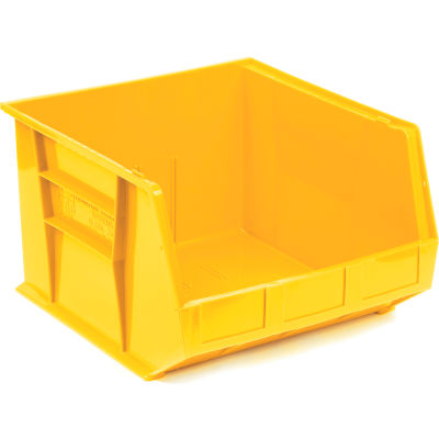 Global Industrial Plastic Stack & Hang Bin, 16-1/2"W x 18"D x 11"H, Yellow - Pkg Qty 3