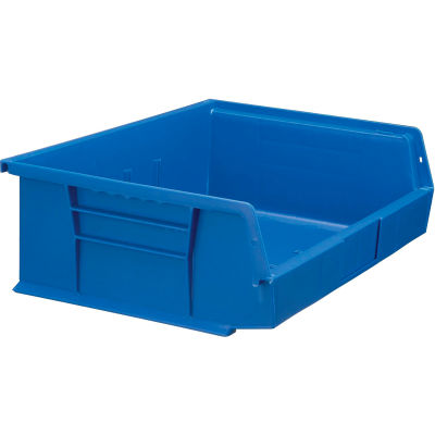 Global Industrial Plastic Stack & Hang Bin, 16-1/2"W x 10-7/8"D x 5"H, Blue - Pkg Qty 6