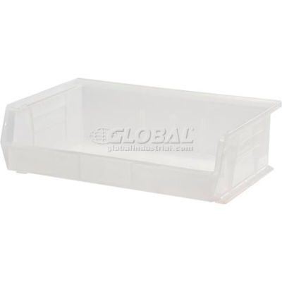 Bac industriel™ en plastique Global Stack & Hang Bin, 16-1/2 po L x 10-7/8 po L x 5 po H, transparent - Qté par paquet : 6