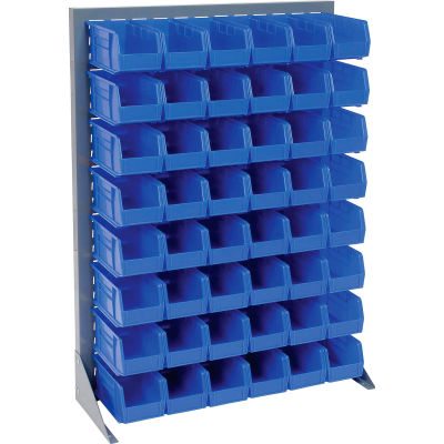 Global Industrial Singled Sided Louvered Bin Rack 35 x 15 x 50 - 48 Blue Premium Stacking Bins