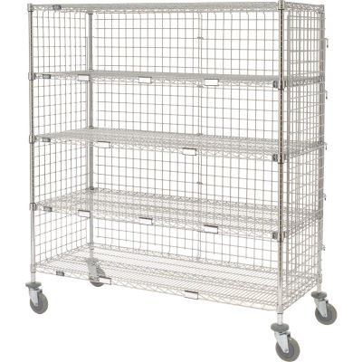 Nexel® Enclosed Wire Exchange Truck 5 Wire Shelves 800 Lb. Cap.