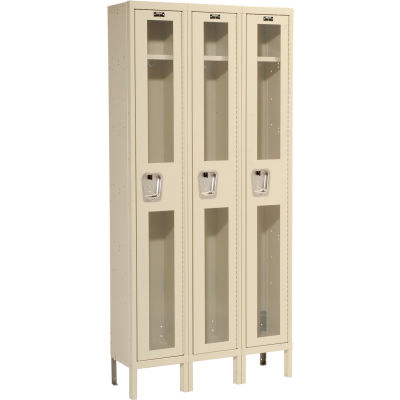 Hallowell USV3258-1A-PT Safety-View Locker Single Tier 12x15x72 - 3 Doors Assembled - Tan