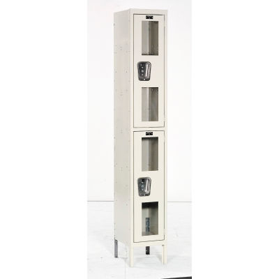 Hallowell USV1258-2PT Safety-View Locker Double Tier 12x15x36 - 2 Doors Unassembled - Tan