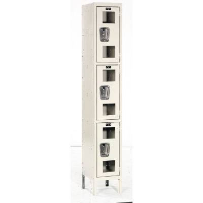 Hallowell Triple Tier 3 Door Safety-View Locker, 12"Wx12"Dx24"H, Tan, Unassembled
