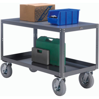 Global Industrial Portable Steel Table, 2 Shelves, 36"Wx72"Lx33-1/2"H, 1200 Lbs. Cap.