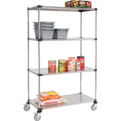 Nexel® Stainless Steel Shelf Truck 48x24x80 1200 Lb. Capacity with Brakes