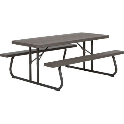 picnic table lifetime folding foot brown classic wood grain tables outdoor globalindustrial texture