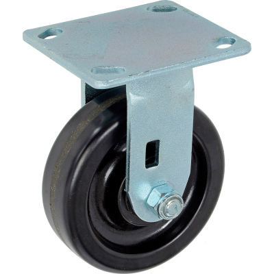 Global Industrial™ Heavy Duty Rigid Plate Caster 5" Plastic Wheel 500 Lb. Capacity
