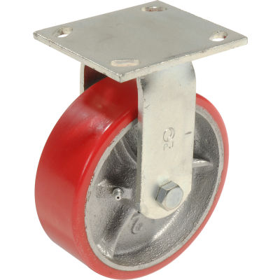 Global Industrial™ Heavy Duty Rigid Plate Caster 6" Polyurethane Wheel 800 lb. Capacity