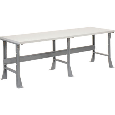 Global Industrial 96 x 30 x 34 Fixed Height Workbench Flared Leg - Laminate Square Edge Gray