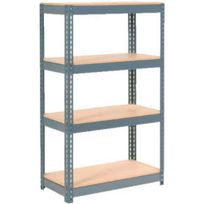 Global Industrial Extra Heavy Duty Shelving 36"W x 24"D x 60"H With 4 Shelves, Wood Deck, Gry